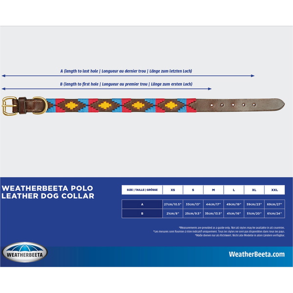Weatherbeeta Polo Leather Dog Collar 10016990 - Cowdray Brown Blue